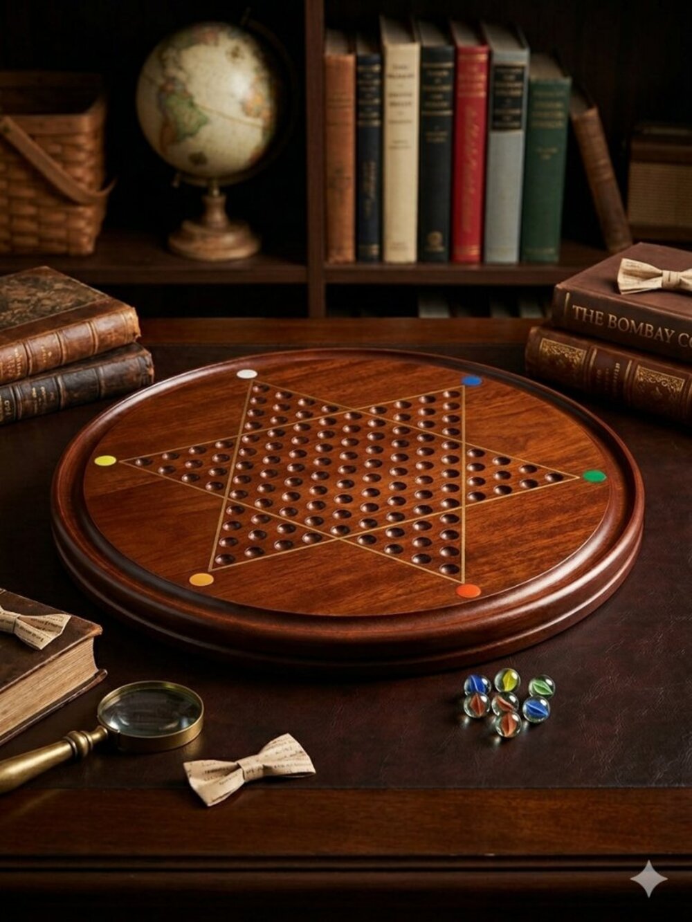 VTG Bombay Co Chinese Checkers Wooden Board 19" Mahogany Finish 1996